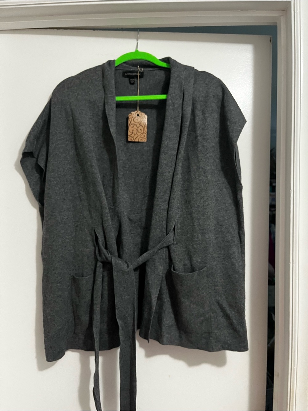 Banana Republic Charcoal Gray Open-Front Belted Cardigan Vest Like new